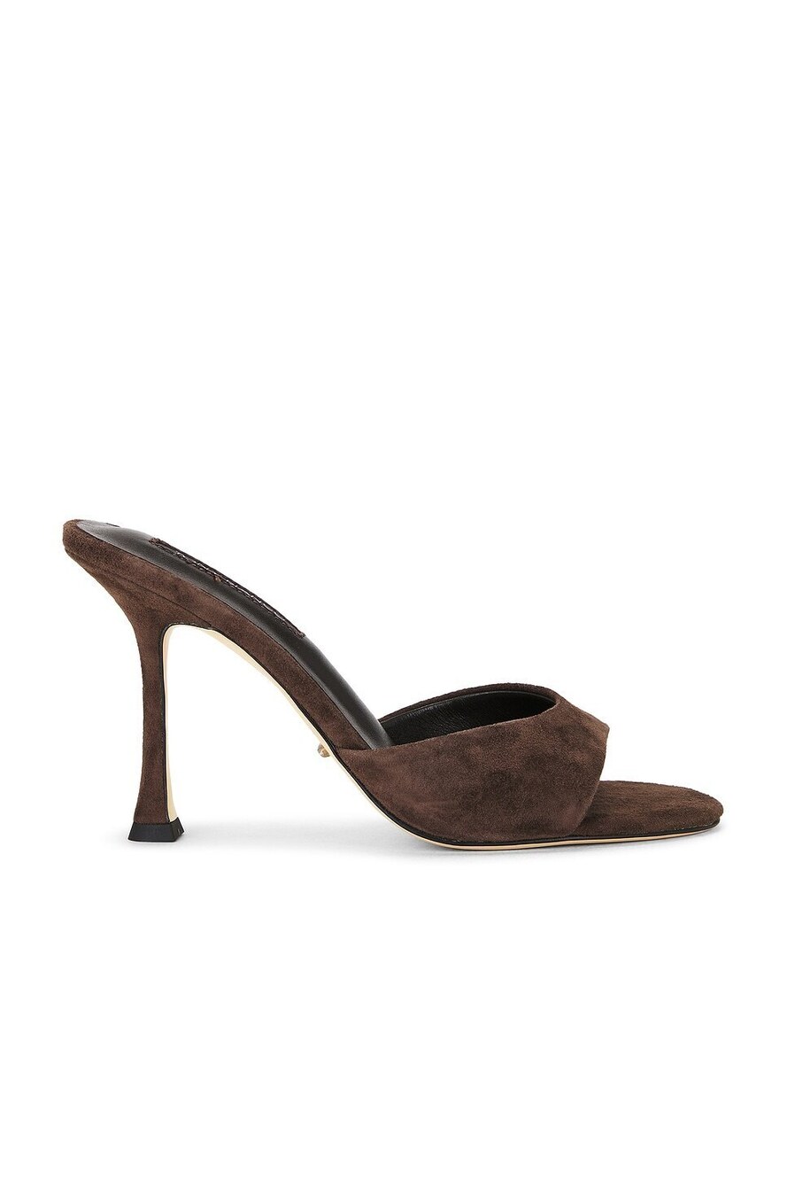 Tony Bianco x REVOLVE Lunar Mule in Espresso Suede leather high stiletto heel